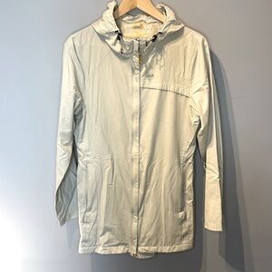 Lole Long Windbreaker Rain Jacket with Hood in Cream Colour